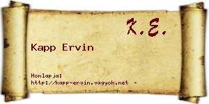 Kapp Ervin névjegykártya